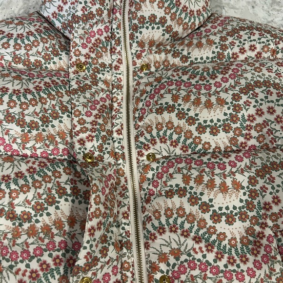 LOFT Floral Puffer Vest Medium - Picture 5 of 6